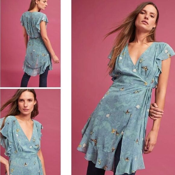 Feather Bone Wrap Dress - Picture 1 of 7